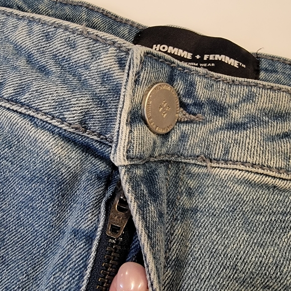 Homme + Femme Men'S Denim Logo Painted Distressed Shorts Size 42 NEW! - Picture 6 of 14